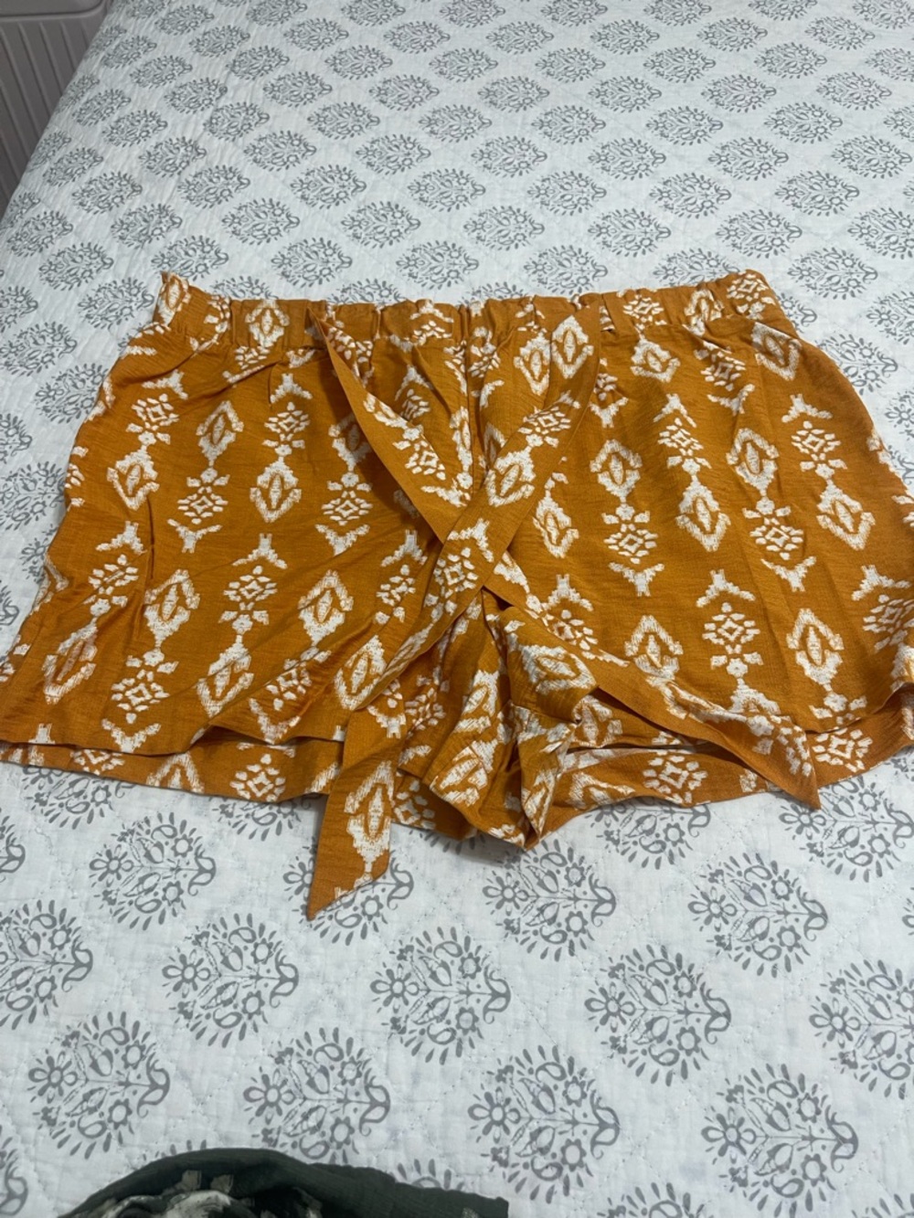 Primark Mustard Yellow Floral Tie-Front High Waist Shorts